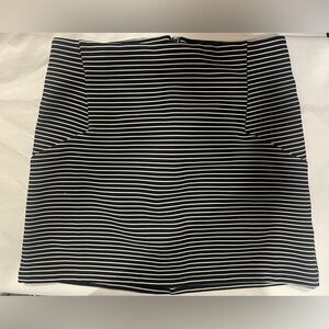 Topshop Black and White Striped Miniskirt